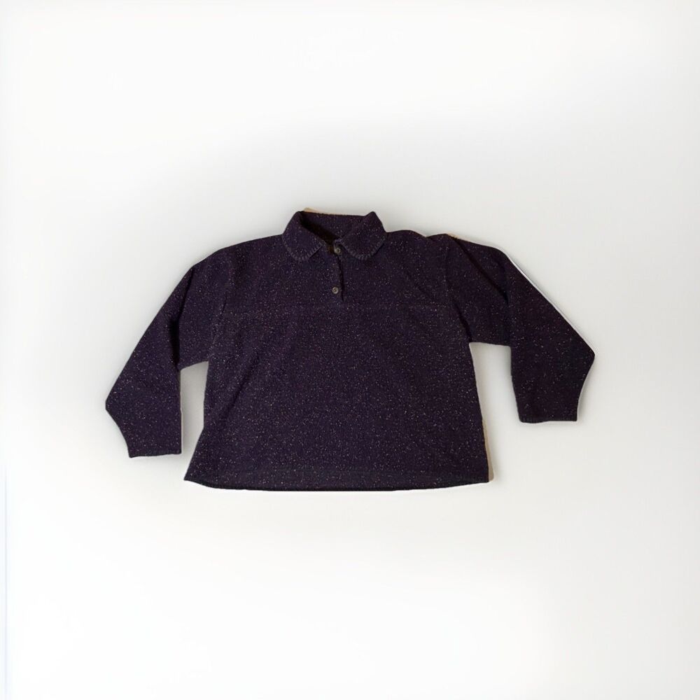Vintage ALPS Purple Nep Knit Womens Sweater L Pullover Collared Long Sleeve